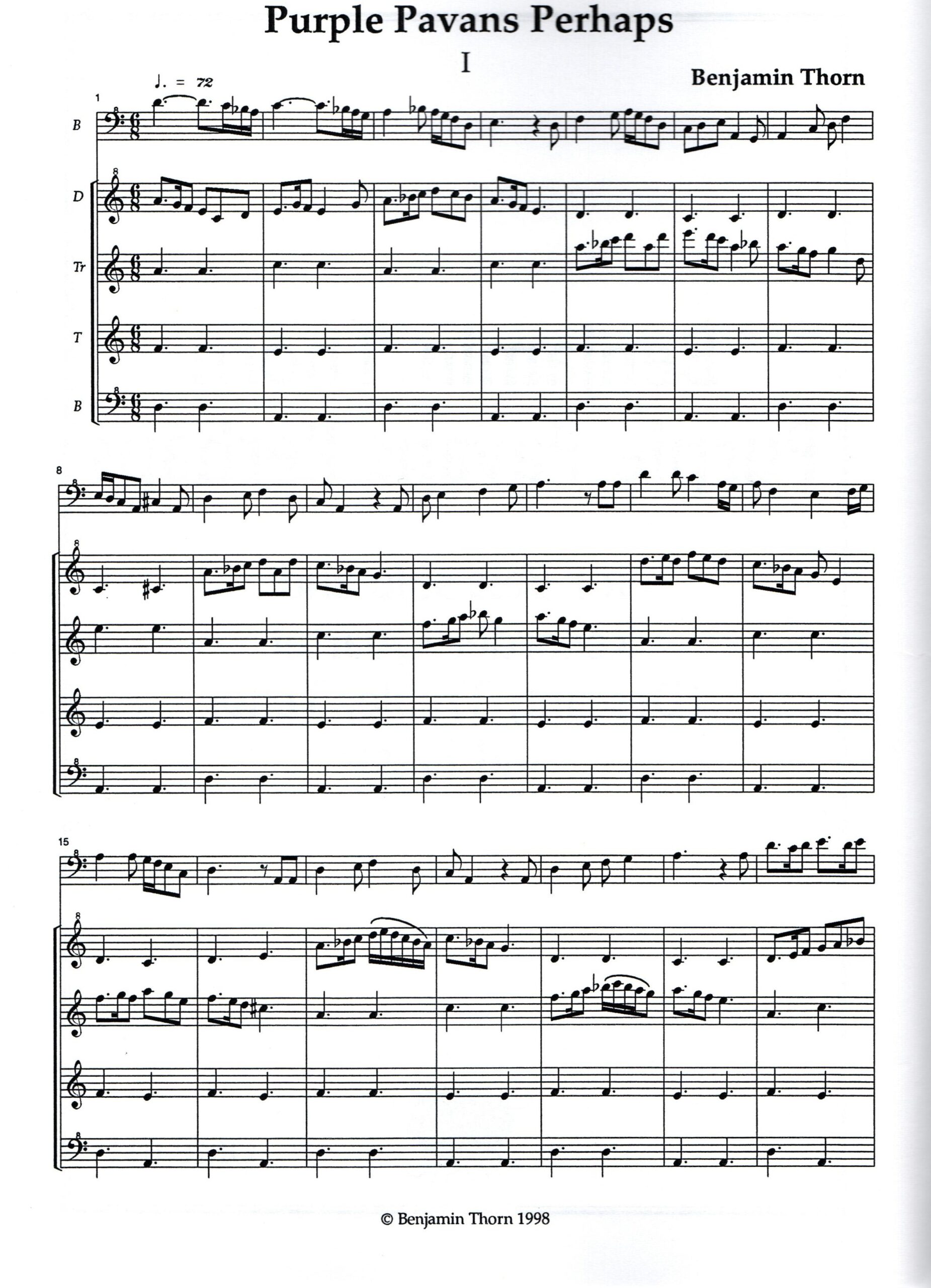 Purple Pavans Perhaps, for Bass solo and Recorder Quartet - Image 3